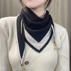 韓版雙面圍脖秋冬米蘭新款保暖圍脖三角圍巾太陽護頸陞級雙色針織三角吸扣雙麵設計圍巾三角圍脖