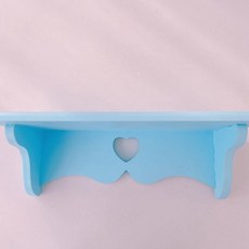 少女心花邊愛心牆壁置物架 木製玄關臥室衣帽架收納架, 藍, 1層