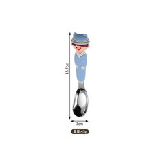 學習湯匙 寶寶餐具 寶寶自主進食勺子 嬰兒初學者輔食勺子 不銹鋼防摔餐具 兒童卡通學習餐具, 1個, 【升級抗菌】316兒童勺【小男孩】