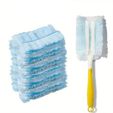 靜電除塵刷 桌面清潔 家用 汽車 天花板伸縮杆, 1個, 5片撣頭+1黃色手柄:如圖