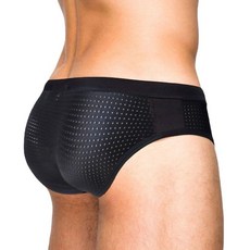 UXH 남성용 수영복 브리프 패딩 스티칭 섹시 메시 반투명 수영 비키니 보드 비치 U338 블랙