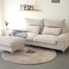 자네트가구 보르딘 하이브리드 아쿠아텍스 3인용 패브릭소파 스툴포함, 미스티 아이보리