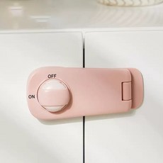 이중 서랍잠금장치 냉장고 싱크대 문 고리 열림 방지, 1개, 고정형 핑크 1개입