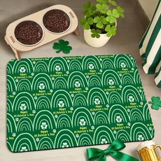 바닥용 강아지 사료 매트 방수 고양이 물그릇 매트 반려동물 사료 흡수 플레이스 매트 보헤미아 30.5 x 50.8cm(12 x 20인치), 02그린