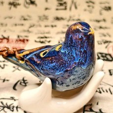 6孔陶瓷陶笛, 小鳥窯變藍, 1個