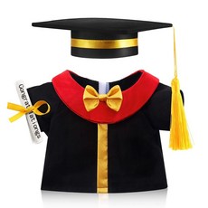 해외 ZJoey 졸업 테디 베어 옷 모자 및 고우 의상 1개 세트 20.3~33cm8~13인치 곰 봉제 동물 애완견 인형 가운 만들기졸업 E 20.3cm-33cm8~13인치에, .0002.졸업 A.