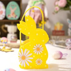 별콩마켓 부활절바구니 부활절계란바구니 부활절장식, 복고절 토끼 손잡이 가방 옐로우, 1개