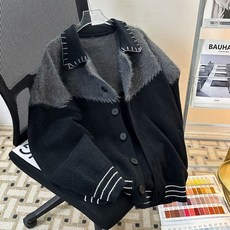 優選大碼針織外套男秋冬紐扣開衫毛衣情侶款復古保暖針織衫