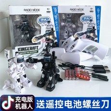 권투 휴머노이드 전투 로봇 RC배틀 AI 행동복사 RC 변신로봇 원격제어, 블랙 + 흰색, 1개