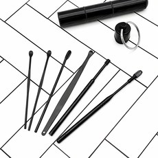 휴대용 스텐 귀이개 세트 블랙 휴대 용 청소 도구 미니 키트 스테인리스 청소기 용품 귀지, 1개