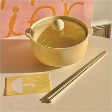 陶瓷泡麪碗 雙耳帶蓋耐高溫, 1個, 治癒奶fufu 泡麪碗+蓋+筷
