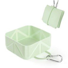 500ml 寵物摺疊碗 便攜式矽膠外出碗 狗狗喝水碗 貓咪食盆 露營旅行碗 戶外隨行寵物用品, 1個, 朦朧綠