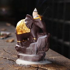 紫砂大象高山流水倒流香爐, 描金大象擺飾