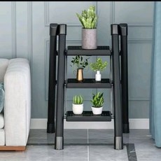家用三層摺疊梯 小巧室內人字梯 多功能置物花架梯, 能人字梯三層摺疊梯小型室內摺疊花架梯/個