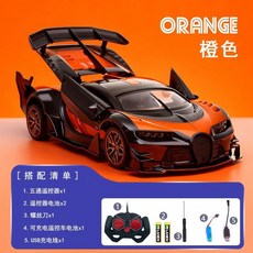 布加迪 GT 跑車 遙控汽車 無線遙控 仿真漂移 可充電兒童玩具, 1個, 布加迪橙色GT跑車,高配双电遥控器 充电线 螺丝刀 2电池