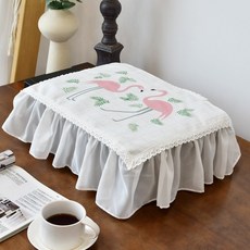 프린터기 먼지 덮개 레이스 커버 복사기 보호 덮개 천, 길이 38폭 35높이 18cm, 격자 무늬 쉐이딩 플라밍고