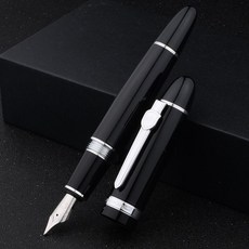【開發票/統編】新款雙層長刀盔甲鋼筆筆尖 純手工打磨加粗筆身鋼筆 男士高檔書法創作, 靚黑色,單層【1.2mm】長刀, 1個