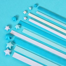 행운별 종이접기 오각별 수공예 DIY 다채로운 컬러 반짝이 장식 선물용, 단일 사이즈, 블루