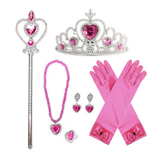 公主組合生日派對頭飾皇冠肩帶飾品配件, 亮粉色, 1個