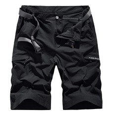 퀵 드라이 카고 하이킹 스트레치 반바지 남성용 아웃도어 여름 캐주얼 워크 멀티 포켓 반바지 (벨트 없음) A# 라이트 그레이