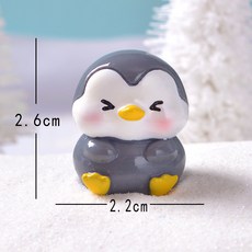 卡通可愛灰企鵝微景觀園藝盆栽小擺件 呆萌趣味DIY裝飾配件 臺灣出貨, 雙眨眼企鵝灰