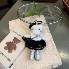 고급 니트 스커트 롱 레그 키티 가방 펜던트 봉제 인형 15CM 펜던트 KT 가방 장식, 15CM 펜던트  부티크 버전, 화이트KT인형(+모자+목걸이+스커트+가방 세트)