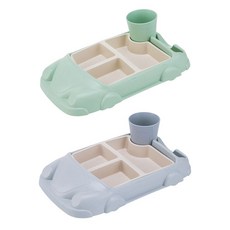 천연 대나무 자동차 어린이 식판 아기 유아 이유식, 블루, 1개