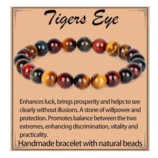 LPBeads 핸드메이드 천연 원석 스트레치 탄성 팔찌 힐링 크리스탈 라운드 스톤 비즈 주얼리 선물 여성 남성용 4mm 아프리카 블러드스톤 블러드스톤 266862, 멀티컬러 타이거 아이