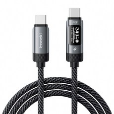 Toocki C타입-C타입 PD3.1 240W OLED 스크린 디지털 디스플레이 초고속 충전케이블, 1개, 블렉, 3m
