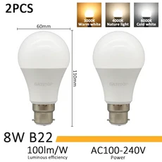 2개 전구 3색 CCT 벽 스위치 AC110V 220V E27 B22 18W 24W 메모리 기능 색온도 재설정 조명 (침실용), [01] 8W B22, [01] AC100-240V