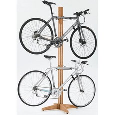 兩輛獨立式美國紅橡木製自行車架 腳踏車車架 公路車車架 自行車車架，穩固耐用，提升居家品味, 1個