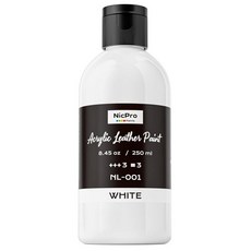 Nicpro 화이트 아크릴 가죽 페인트 250ml(8.4온스) 신발 스니커즈 캔버스 가구 가방 원단 자동차 시트 지갑용 DIY 공예 아동용 무독성 신발 염료 1