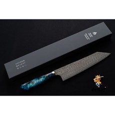 和欣行 現貨 日本 青森縣 二唐刃物 粉末鋼 SG2 暗紋 切付牛刀 240mm 洋式柄 水藍, 1個