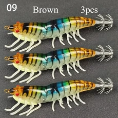 3개입 시뮬레이션 발광 목재 새우 미끼 리드 싱커 클램프 훅 오징어 바다 낚시 문어, 02 3PCS-B