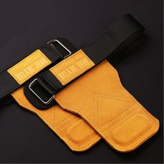 하이드 헬스 스트랩 장갑 논슬립 그립 리프팅 소가죽, 딥옐로, 1개