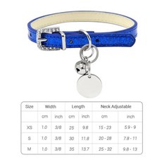 벨과 블링 가죽 고양이 목걸이 강아지 작은 새끼 이름, 1개, 2. Navy Blue