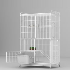 多層貓籠 附滾輪 寬敞活動空間 堅固耐用 時尚簡約設計, 折疊E款4層/白色1.3, 1個