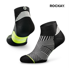 로케이 러닝양말 플레어 쿠션 기능성 물집방지 압박 양말 런닝 아치 서포트, 블랙라임, 1개