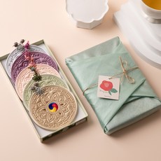 한국 전통 태극 컵받침 5P 세트 외국인선물 한국기념품, 1개, 혼합색상