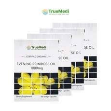 뉴질랜드 TRUEMEDI 트루메디 달맞이꽃 종자유 ORGARNIC EVENING PRIMROSE OIL 180캡슐 4개세트, 180정, 4개