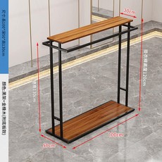 服裝店展示架 落地式雙排衣架 中島展示臺, 黑架加金橡木1.3米高 1米長, 1個