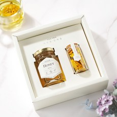 여섯별 제주 메리골드 꿀꽃차 답례품 선물세트, 1세트, 오렌지 육각문양