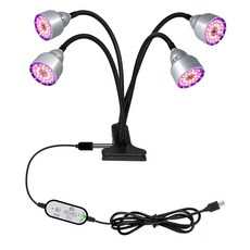 最新款植物生長燈補光燈夾子植物燈夾式多肉觀葉可定時可光源切換 LED植物燈, 1個, 四頭