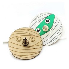 DIY 할로윈 우드팽이 미이라 얼굴 장난감나무팽이만들기, 열개