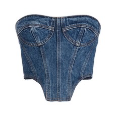 데이비드코마 데님 뷔스티에 크롭 탑