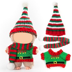 ECLATIS 라부부 의류인형 없음 - 17cm 인형용 모자 및 오버롤 세트 수제 크로셰 의류 드레스 업 놀이 수집가 전시용 프리미엄 하이퀄리티 패션 귀여운 의상 블랙 17, 크리스마스 A