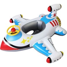 兒童加厚充氣飛機座圈 嬰幼兒安全坐式泳圈, 特厚白色飛機 不帶氣筒, 1個