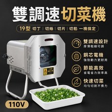 多功能電動切菜機 雙調速自動進料 商用切菜機 19型 厚度可調 切丁切絲切片切段 一機搞定 110V, 19型 可調速-切菜機 (自動進料), 1個