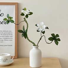 日式靜謐茶庭仿真杜鵑花枝，白色單支藝術裝飾, 日式靜謐茶庭杜鵑仿真花禮, 1個