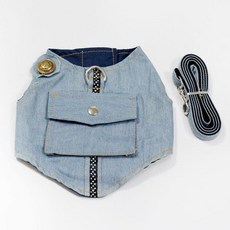 몽도르프 데님 하네스 연청 / 강아지 가슴줄 / 애견 하네스